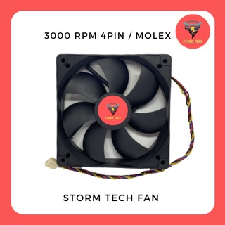 พัดลมStormTech รุ่น STM001-002 แรงลม 3000 RPM 12V COOLING FAN 4PIN(ปรับรอบได้)/ Molex (ต่อตรงPSU)