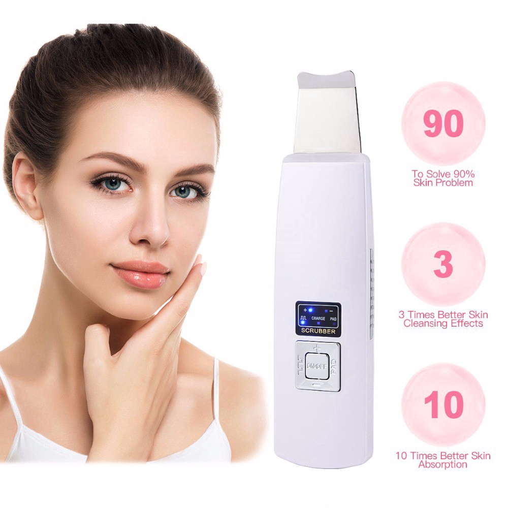 Ultrasonic Ion Skin Scrubber Facial Care Ultrasonic Scrubber ทําความสะอาด Blackhead Removal Face Pee