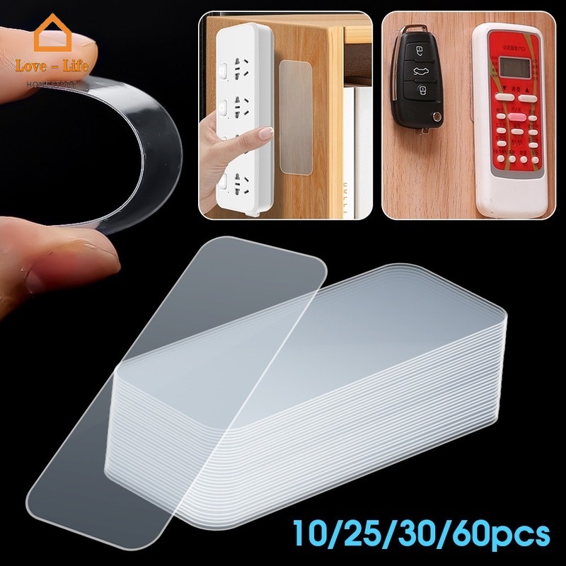 เทปสติกเกอร์ PVC ใส ทรงสี่เหลี่ยมผืนผ้า มีกาวในตัว สองด้าน ขนาด 50*18 มม. แบบพกพา ใช้แล้วทิ้ง กันความชื้น สําหรับติดผนัง ครัวเรือน