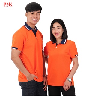 เสื้อโปโล สีส้ม ปกกรมท่า ขลิบขาว PK097 - PMK Polomaker