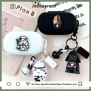 Bose QuietComfort Earbuds Case การ์ตูน Star Wars Black Samurai พวงกุญแจจี้ Bose Sport Earbuds Bluetooth Headset Case Cover Silicone Soft Shell Bose QuietComfort Earbuds Cartoon Shell Black Cover