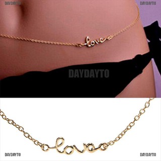 [DAYDAYTO] เข็มขัดโซ่คาดเอว สีทอง 18K พิมพ์ลายตัวอักษร เหมาะกับเดินชายหาด แฟชั่นฤดูร้อน สําหรับผู้หญิง