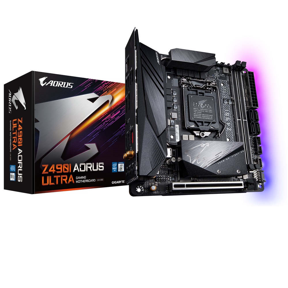 เมนบอร์ด GIGABYTE Intel Z490I AORUS ULTRA Mini-ITX AORUS | แอลจีเอ 1200 ซ็อกเก็ตเล่นเกม โมโบ | Z490 