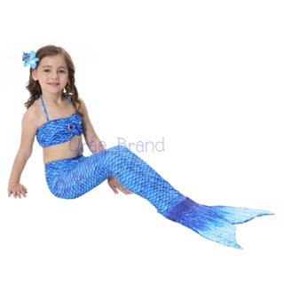 &lt; ส่งฟรี/พร้อมส่ง &gt; ชุดนางเงือก Mermaid Swiming เซ็ท 3 ชิ้น รุ่น Super Dot (สีฟ้าเข้ม)