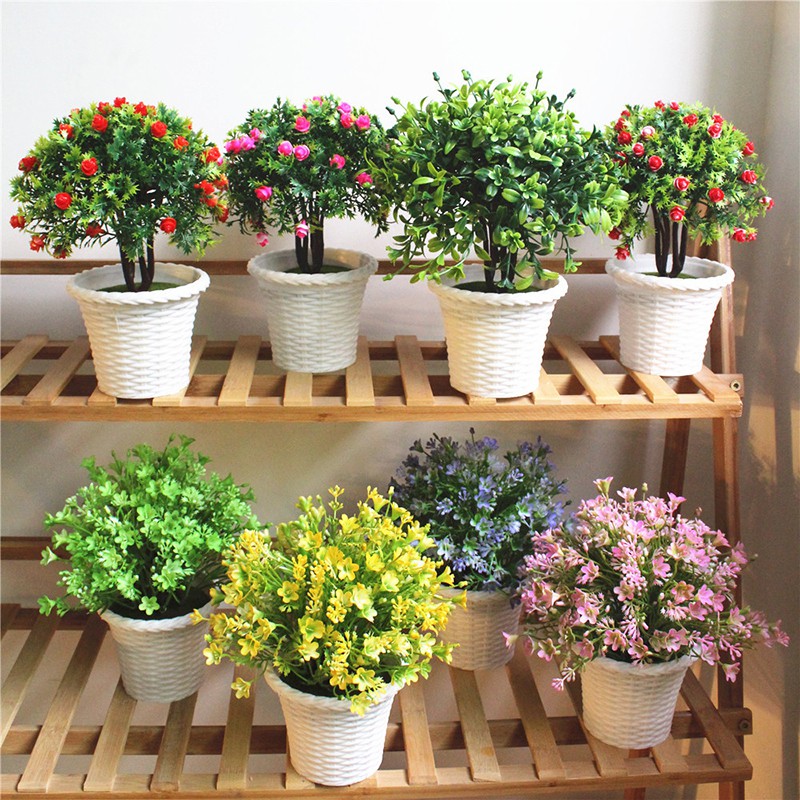 1 Artificial Flowers Small Bonsai Fake Plant Flower Home Office