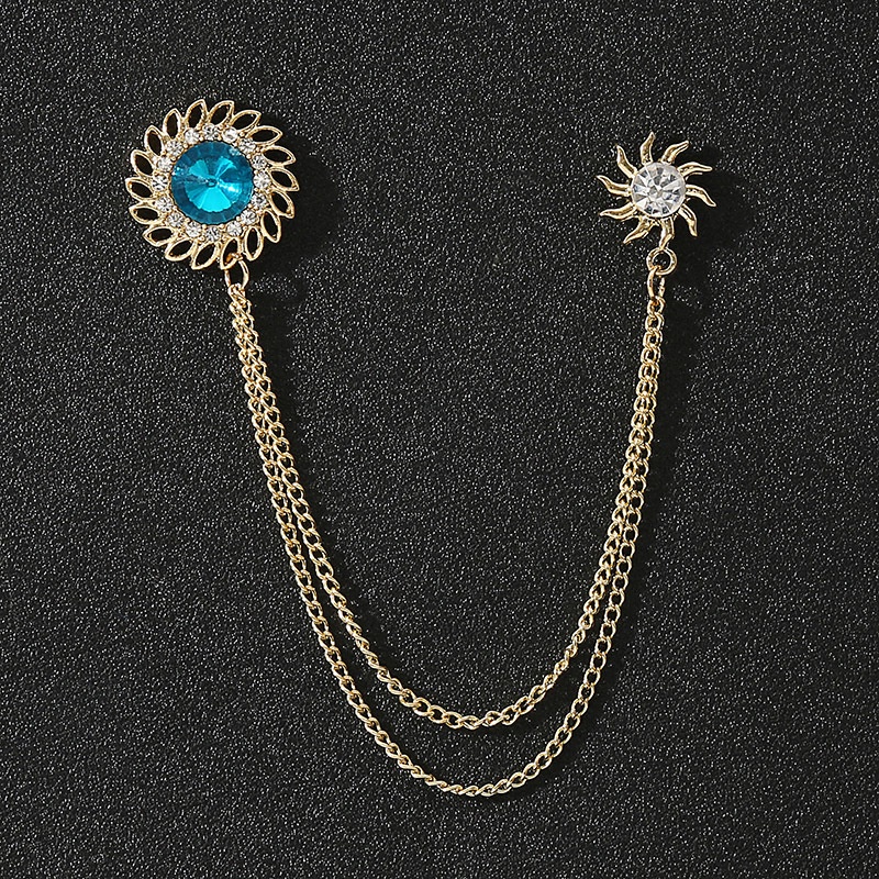 ชุดเข็มกลัดผู้ชายเวอร์ชั่นเกาหลีเข็มกลัดมงกุฎเวอร์ชั่นเกาหลีโซ่ปกขาสูทห้าดาวเข็มกลัดอุปกรณ์เสริมที่เรียบง่าย