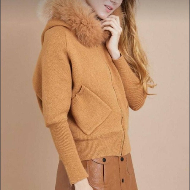 172 sweat extra warm fur fox&hood coatover