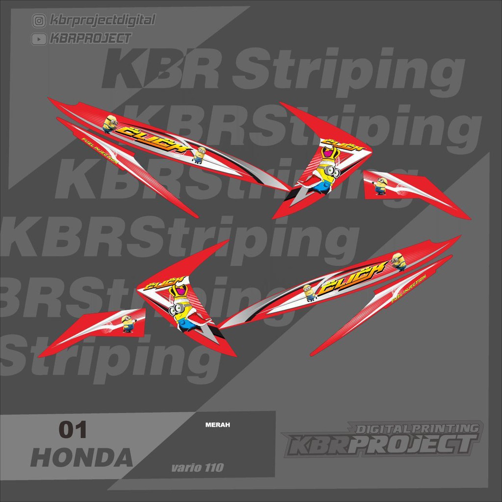 สติ๊กเกอร์ Striping Motorcycle Sticker Variation Strip Vario 110 LED Thailand Thailook Mothai KBR 01