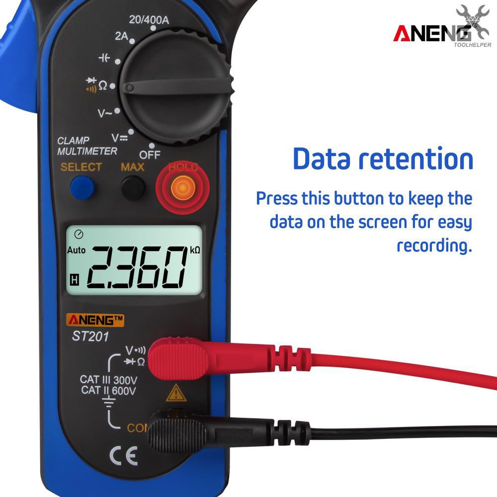 2021ANENG ST201 Digital Clamp Multimeter 4000 Counts Clamp Ammeters