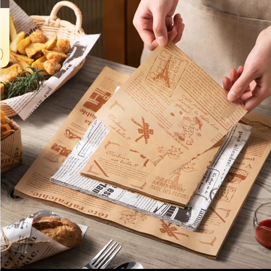 กระดาษไขกระดาษรองอบสำหรับหม้อทอดลมร้อนกระดาษห่อเตาอบอาหาร กระดาษอบขนมแผ่นรองในครัวขนาด16และ22CM.