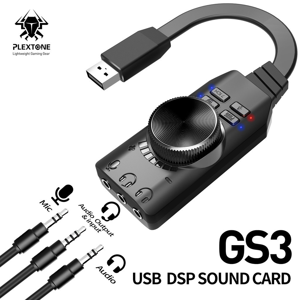 Plextone การ์ดเสียงยูเอสบี Virtual 7.1ch การ์ดเสียง USB  การ์ดเสียงเสียง GS3