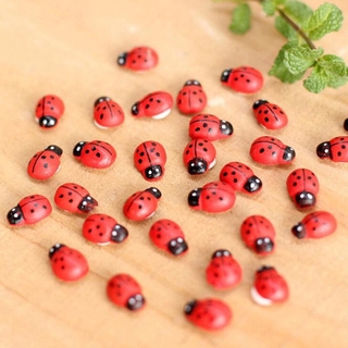 ตุ๊กตาเรซิ่น Coccinella Septempunctata ขนาดเล็กสําหรับตกแต่งสวน 100 ชิ้น