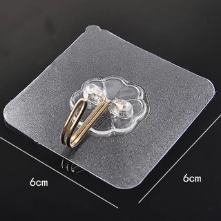 SKY *1set 10pcs* ตะขอติดผนัง ตะขอเอนกประสงค์ 6x6cm ที่แขวนติดผนัง แบบใสไม่ต้องเจาะ ตะขอแขวน ตัวแขวนติดผนัง