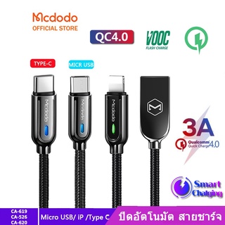 สายชาร์จ  Mcdodo Auto disconnect data Cable 65W VOOC SCP AFC QC 3.0 สําหรับ iPhon Micro USB Type-C CA-619 CA-526 CA-620