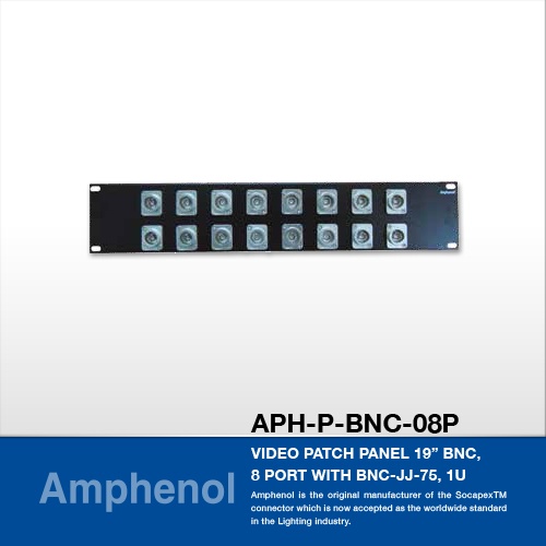 Amphenol APH-P-BNC-08P Video Patch Panel 19” BNC, 8 Port with BNC-JJ-75, 1U
