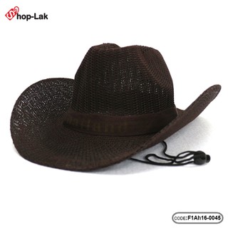 หมวกทรง COWBOY สาน ผ้าถักคาด Thailand สีน้ำตาลเข้ม No F1Ah16-0045