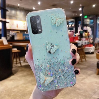 เคส OPPO A74 5G butterfly Soft Transparent Bling Glitter OPPO A74 5G Casing 2021