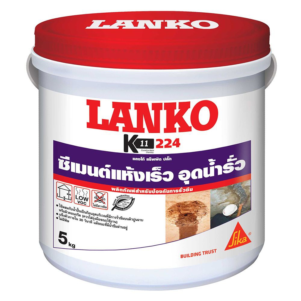 ซีเมนต์ปลั๊ก LANKO 224 5 กก. ซีเมนต์ เคมีภัณฑ์ก่อสร้าง วัสดุก่อสร้าง LANKO 224 5KG CEMENT PLUG