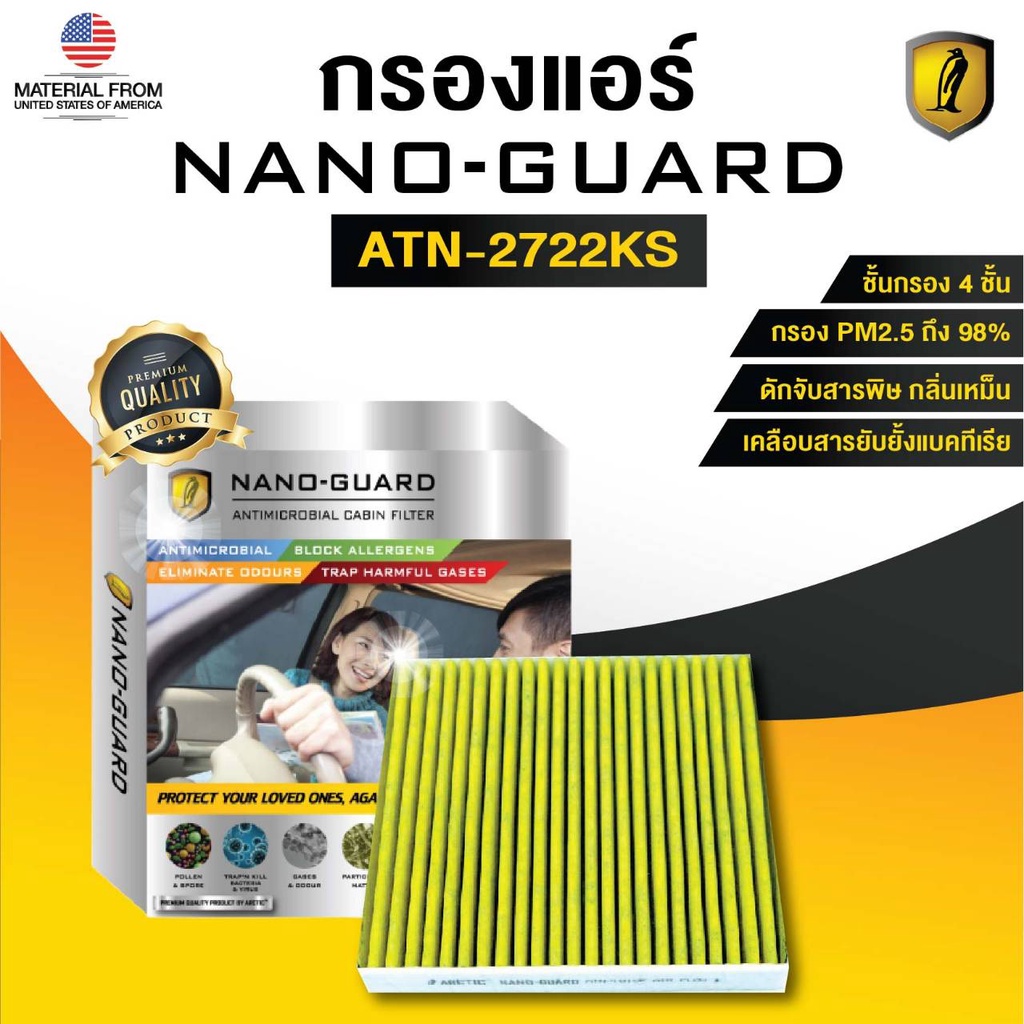 Suzuki ertiga (2013-2022) ATN-2722KS (กรองแอร์ ARCTIC NANO-GUARD FILTER ฆ่าเชื้อโรค+ดูดกลิ่นเหม็น+ดั
