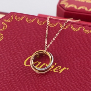 Cartier สร้อยคอแฟชั่น แบบสามวงแหวน สามสี หรูหรา