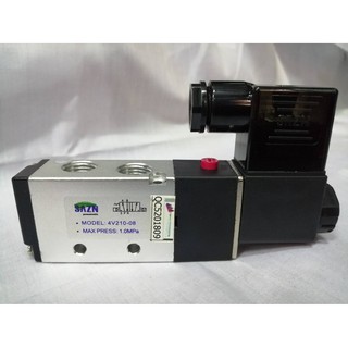 SANZ โซลินอยด์วาล์ว solenoid valve SAZN รุ่น 4V210-08 (PORT 1/4") 5/2 Single Coil !!! ราคาดี !!!