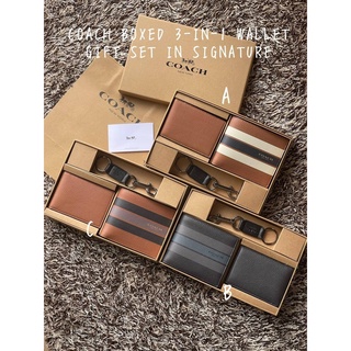 COACH BOXED 3-IN-1 WALLET GIFT SET IN SIGNATURE Code:B9D111065 แบรนด์แท้ 100% งาน Outlet