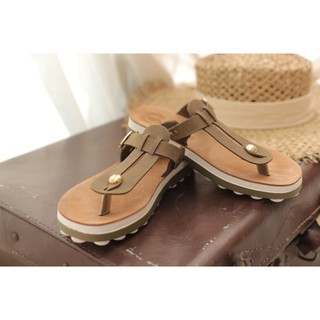 Fantasy Sandals รองเท้าแตะ หนังแท้ พื้นยืดหยุ่น รุ่น Mirabella Olive Brush