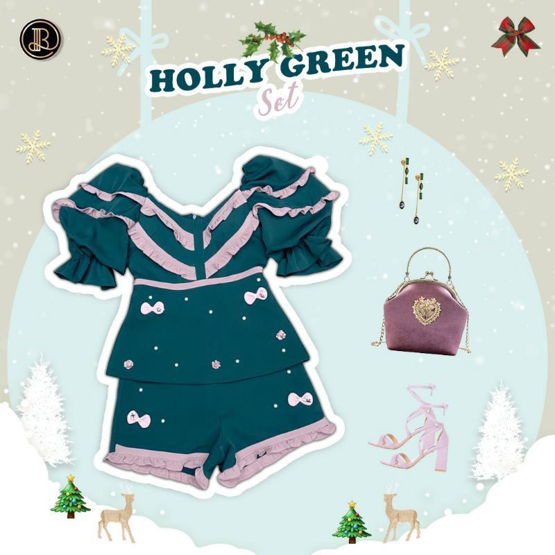 BLT BRAND Holly green sz.S เซทเสื้อกางเกง สีเขียวชมพู