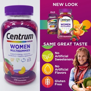 Centrum Woman Gummies Multivitamin 170 Gummies USA import  วิตามินรวม กัมมี่ สำหรับผู้หญิง 100/ 170 เม็ด EXP 05/2023