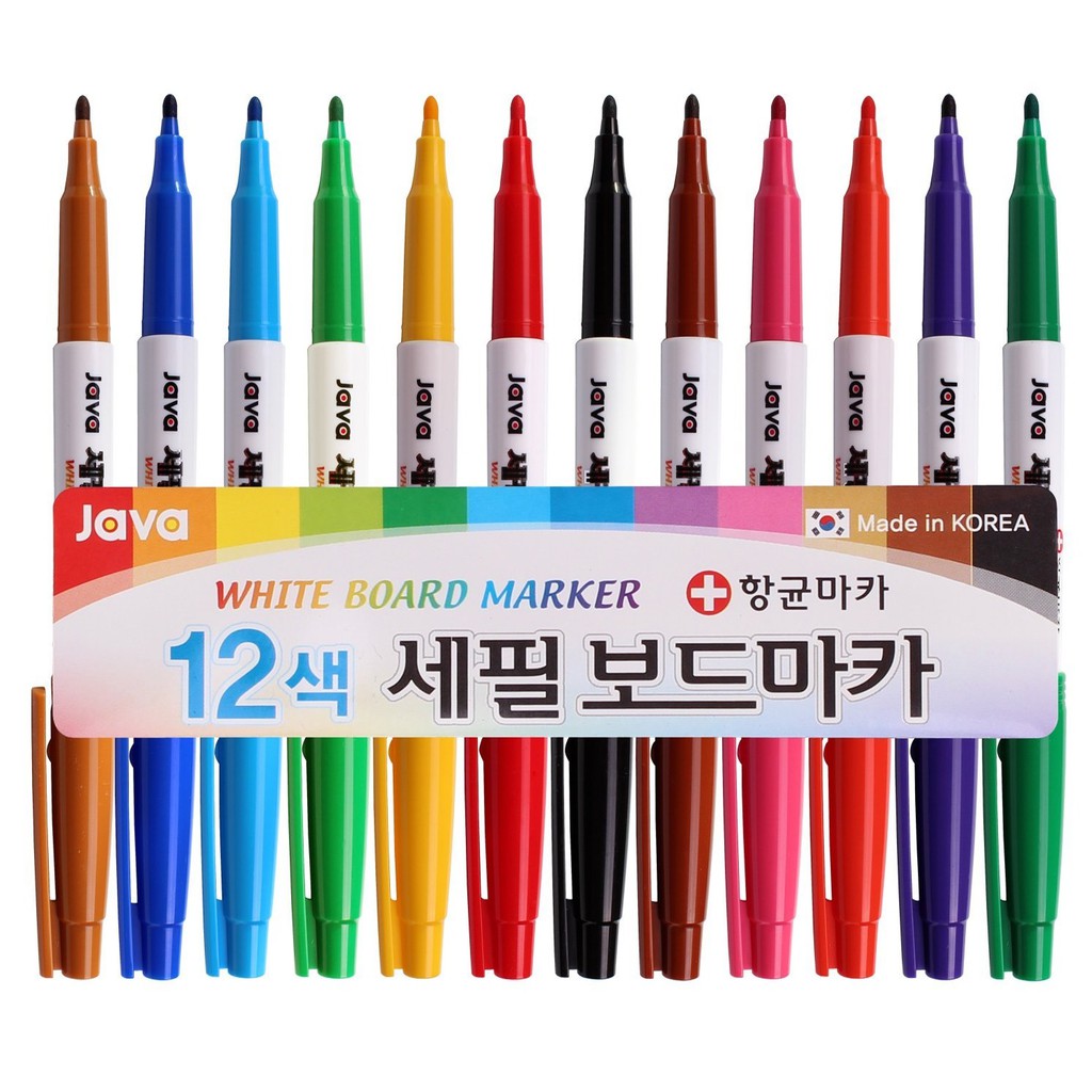 ปากกาไวท์บอร์ด หัวเล็ก Java WHITE BOARD MARKER 12 Colors 2.4mm | Shopee ...