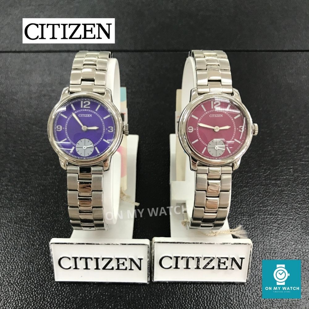นาฬิกาข้อมือผู้หญิง Citizen รุ่น EQ9040-51 สายเหล็ก หน้าปัดสีม่วง/แดง