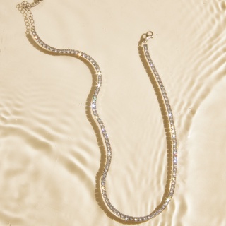 SWAN - Diamond 3mm Stone Necklace สร้อยคอเงินแท้ ฝังเพชรคิวบิกเซอร์โคเนีย cubic zirconia