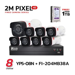 Hi-view Fires กล้องวงจรปิด กล้อง Analog  ชุดกล้องวงจรปิด 2 MP [ Fires 8 CH ]