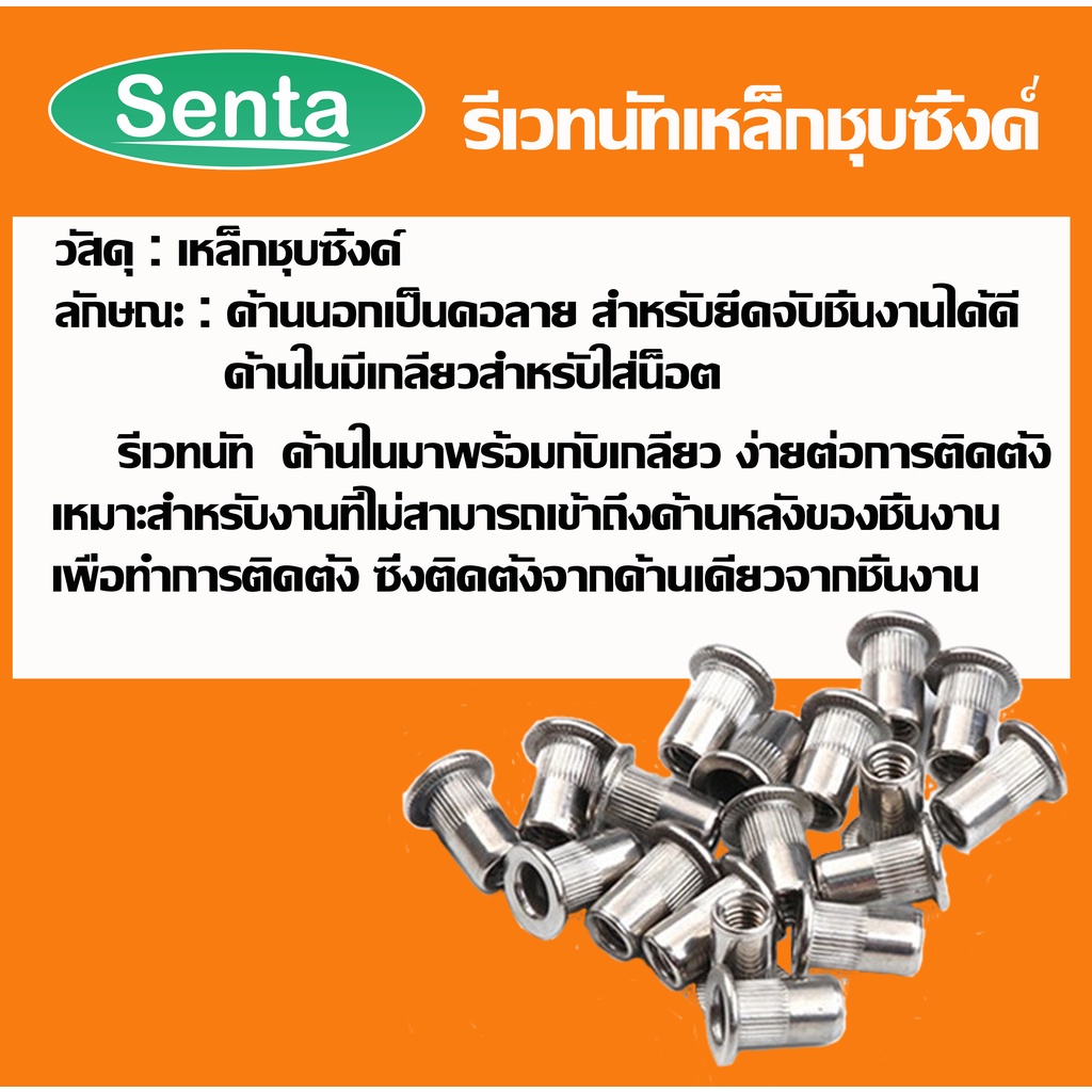 รีเวทนัท รีเวทนัทเหล็กชุบซิ้งค์ M3 M4 M5 M6 M8 M10 M12 สำหรับสกรู (STEEL RIVET NUT ZINC PLATED) ลูกรีเวท รีเวท ราคา ถูกที่สุด ดีลบีเคเค แกลเลอรีภาพที่ 2