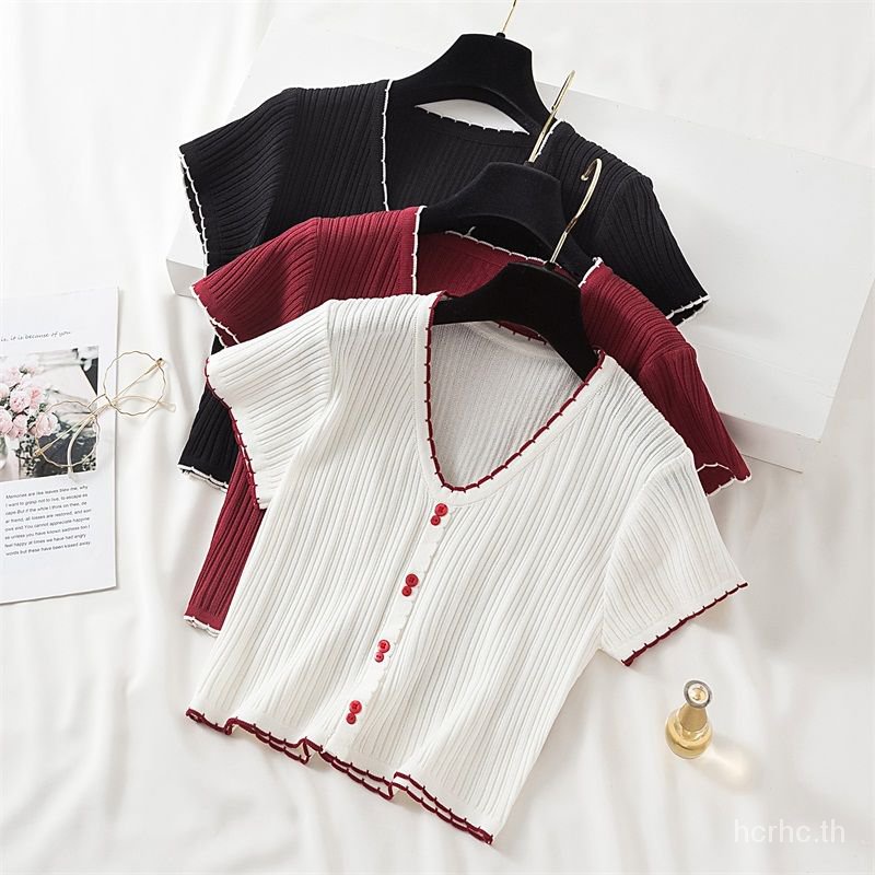 ผ้าไหมน้ำแข็งขนาดใหญ่Tเสื้อนักเรียนหญิงแขนสั้นเกาหลีหลวมinsเสื้อถักน้ำ ...