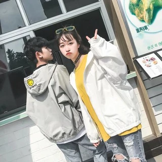 เสื้อคลุมแขนยาว มีซิป สไตล์เกาหลี กันแดด กันลม มีฮู้ด✨✔แต่งลายยิ้ม