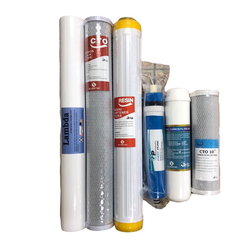 ชุดไส้กรองตู้น้ำ 6 ขั้นตอน (PP20"+CTO20"+RS20"+RO150G+Post carbon12"+CTO10")