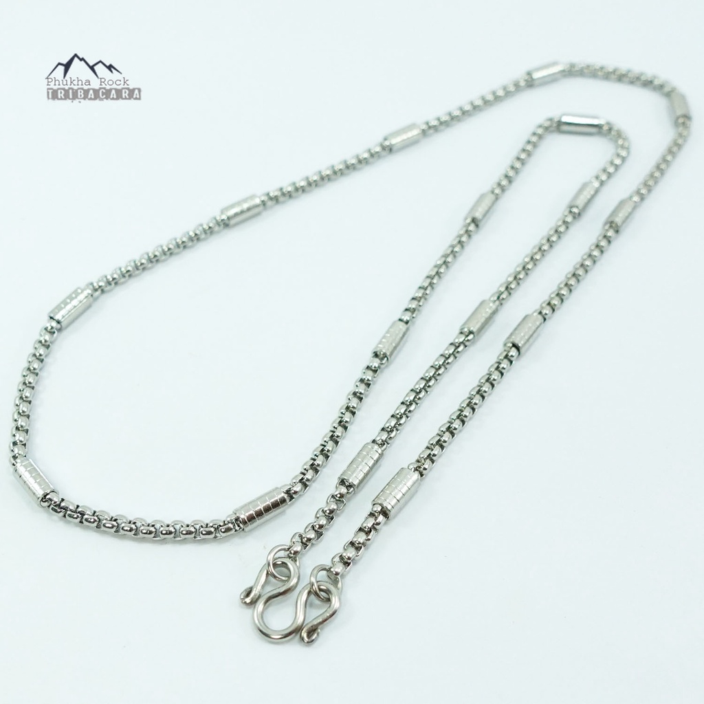 U47 ลายผ่าหวาย แต่งข้อเลส ขนาด 3 มม ยาว 24 นิ้ว สร้อยคอ แขวนพระ สร้อยสแตนเลส สร้อยพระ stainless necklace