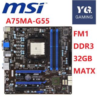 MSI A75MA-G55 Desktop Motherboard AMD A75 Socket FM1 DDR3 32GB MATX Original Used Mianboard