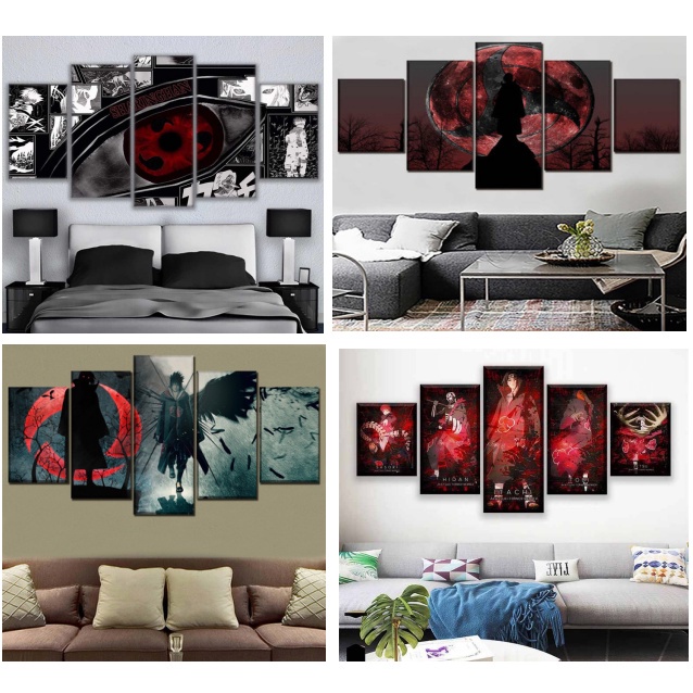 อะนิเมะ Naruto Akatsuki Wall Art Decor Naruto Wall Art Decor 5 ชิ้น HD ผ้าใบ