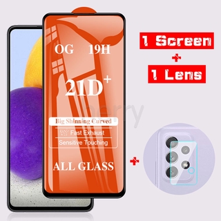 [Free 1 Camera Lens Film] 2 in 1 21D Full Cover Tempered Glass For Samsung Galaxy S20 FE S10 Lite A72 A52 A42 A32 A12 A02S A20S A30S A50S A21S A20 A30 A70 A11 A31 A51 A71 M31 M51 Full Glue Screen Protector HD Film Camera Lens Protective