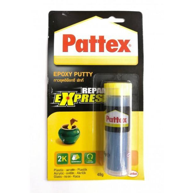 กาวอุดอีพ็อกซี่ พัทที่ Pattex กาวดินน้ำมัน Epoxy Putty 48 g ซ่อมแซม ปะ ดิตวัสดุต่างๆ ไม้ โลหะ กระเบื้อง