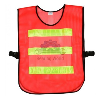 เสื้อจราจร สะท้อนแสง สีส้ม / สีเขียว คาดแถบ 3 แถบ เสื้อกั๊กสะท้อนแสง เสื้อจราจร เสื้อเซฟตี้ สีส้มและสีเขียว