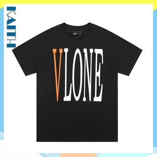 พร้อมส่ง VLONE เสื้อยืดผ้าฝ้าย แขนสั้น โอเวอร์ไซซ์ พิมพ์ลาย สีดํา สีส้ม สไตล์วินเทจ สําหรับผู้ชายS-5XL