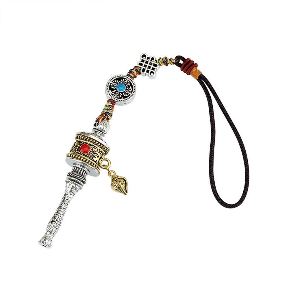 OCEANMAP Ethnic style Prayer Wheel Pendants Safety Buddhist keychain ...