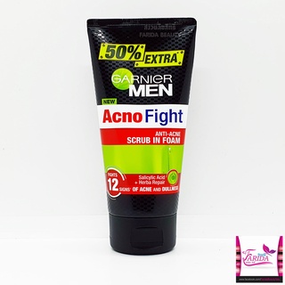 *🔥โปรค่าส่ง 25บาท🔥GARNIER MEN ACNOFIGHT ANTI-ACNE SCRUB IN FOAM 150 ml การ์นิเย่ เมน แอคโน่ไฟท์