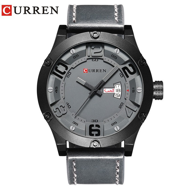 CURREN Date สายหนัง Men Sports Watch นาฬิกาควอทซ์