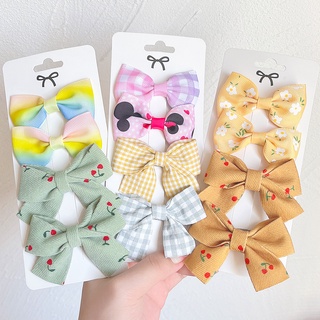 4Pcs/Set Cute Bow Hair Clips for Girls Baby Handmade Bowknot Hairpins Headwear Kids Hair Accessories Gifts