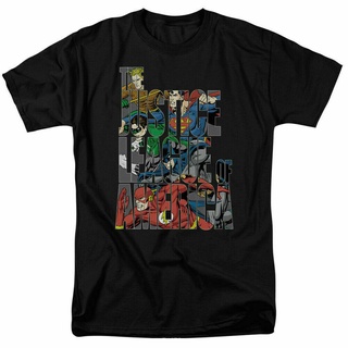 เสื้อยืดคอกลม ผ้าฝ้าย พิมพ์ลายการ์ตูน The Justice League Of America สีดํา สไตล์คลาสสิก แฟชั่นสําหรับผู้ชาย