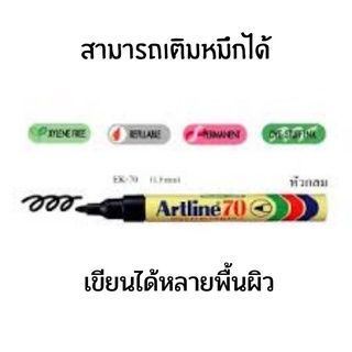 ปากกา มาร์คเกอร์อาร์ทไลน์ ARTLINE 70 หัวแหลมกลม  เขียนถุงพลาสติก ยางโลหะติดทนนาน HIGH PERFORMANCE